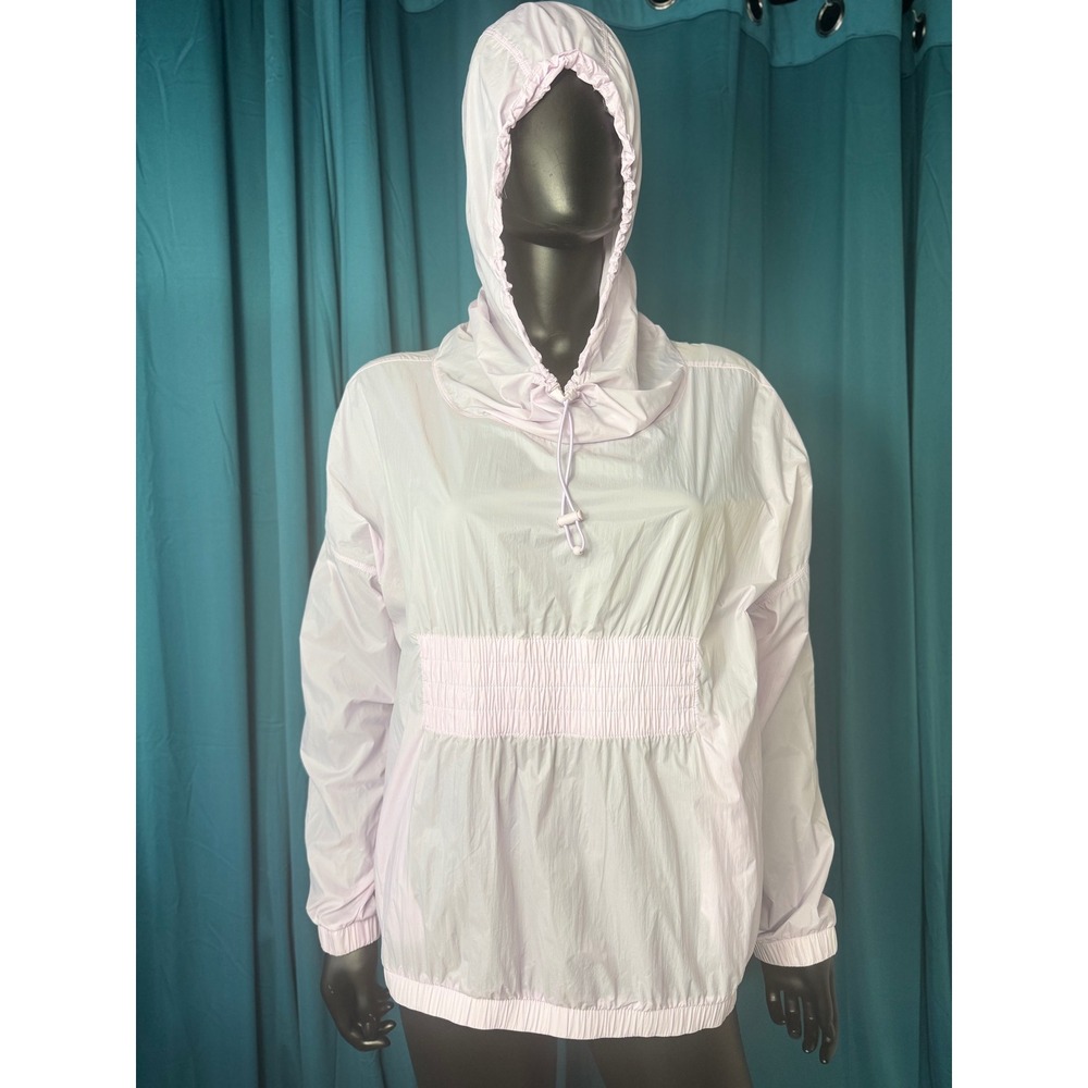 Athleta Womens Lilac Purple Smocked Waist‎ Hooded Windbreaker Jacket Medium